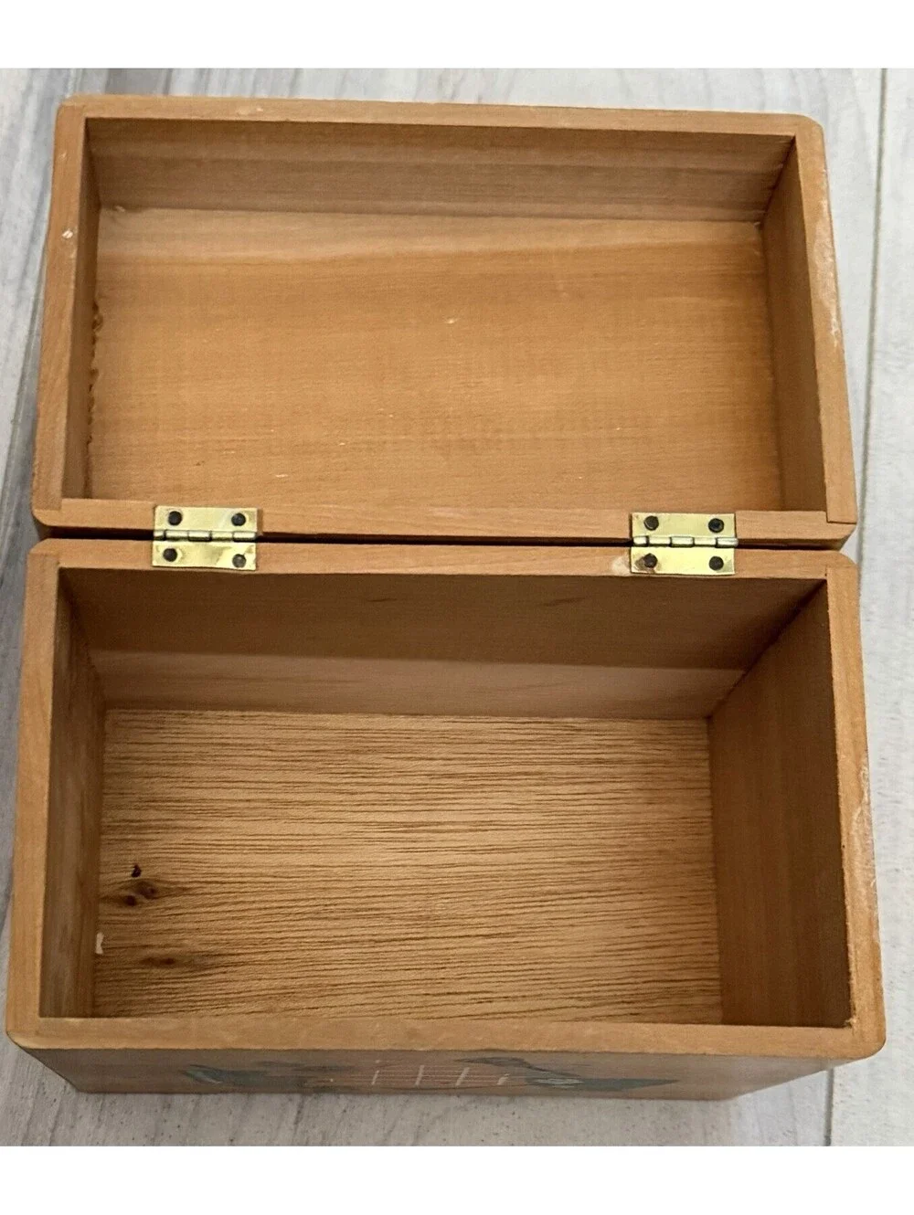 Wooden Recipe Box Vintage MCM Nevco Japan Kitchen Scene